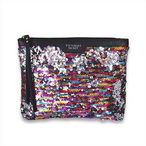 New Victoria's Secret Multicolor Sequin Sparkle Wristlet/Makeup Bag with Tassel